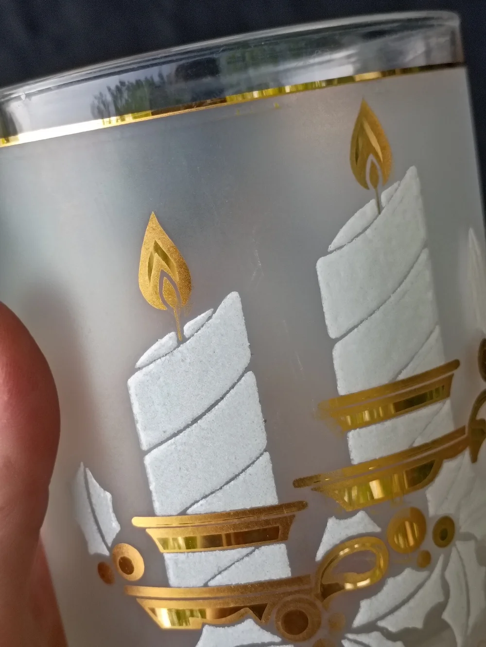 Set of 3 Culver Mid Century Double Old Fashion Tumbler Glasses Christmas